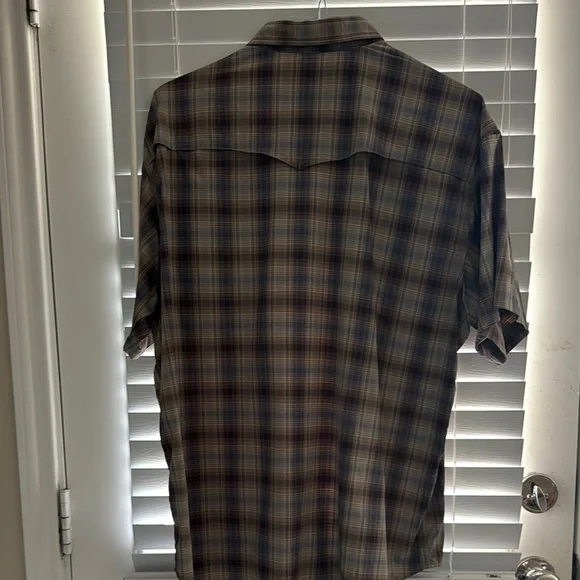 Blue & Brown Plaid Casual Button Down Shirt - Picture 3 of 7